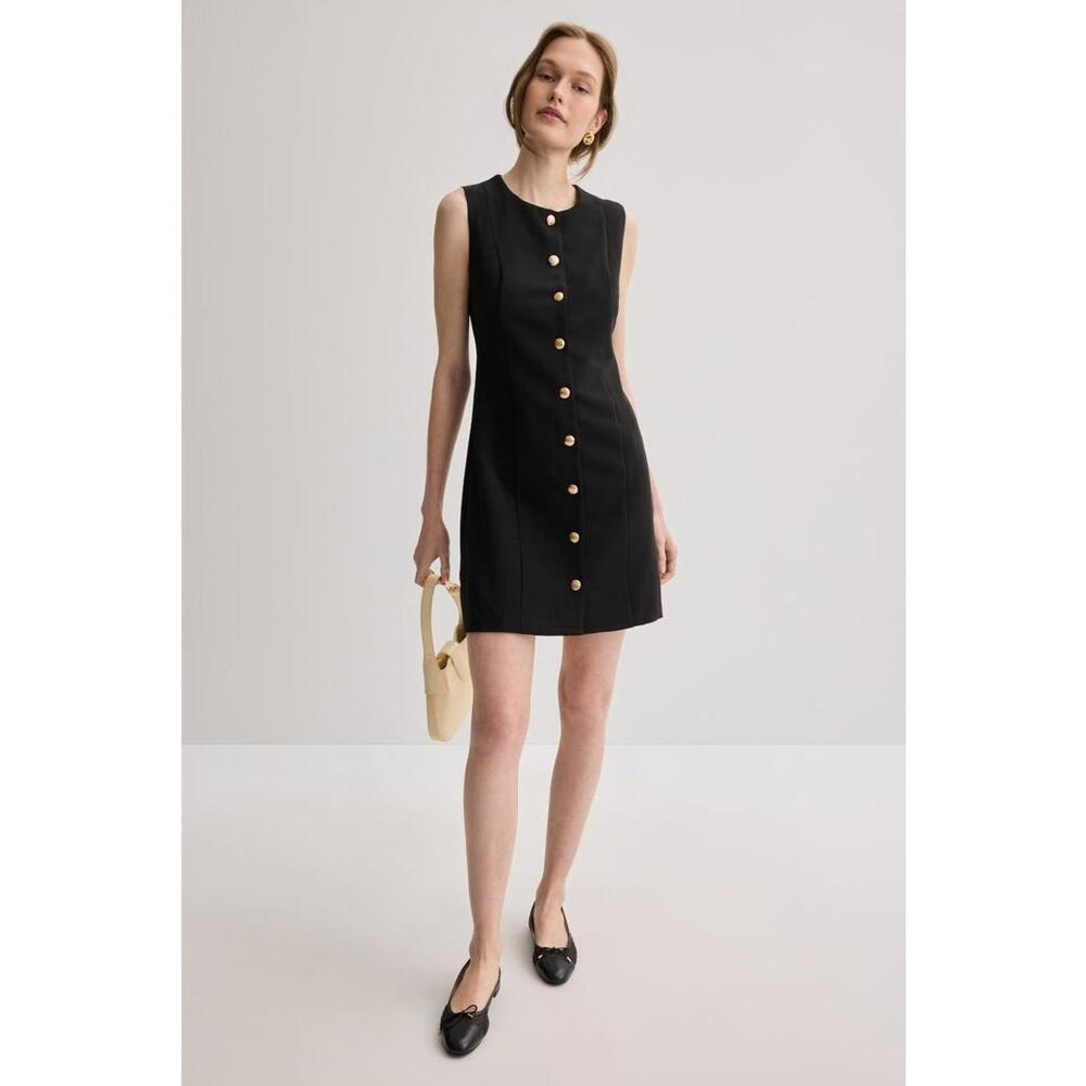 Alexia Admor Black Bridgette Sleeveless Button Down Dress Size 4 (READ)